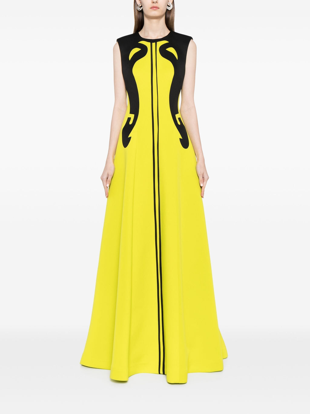 NEOPRENE DRESS WITH ABSTRACT CONTRAST CUTS