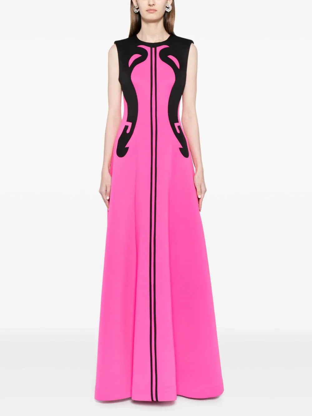 NEOPRENE DRESS WITH ABSTRACT CONTRAST CUTS