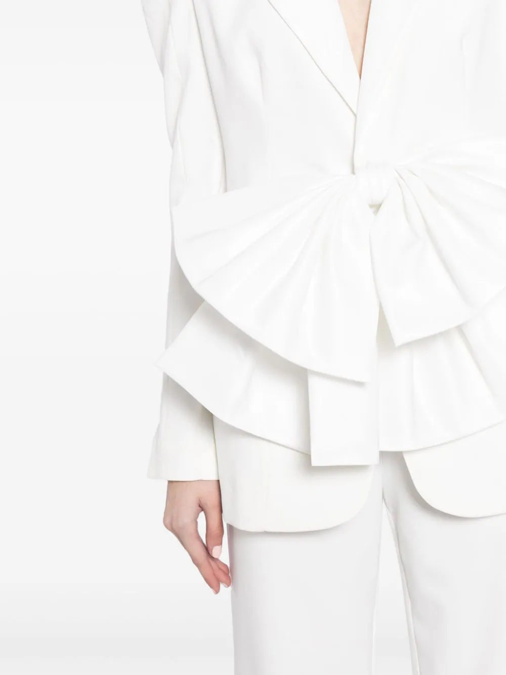 CREPE TAILORED JACKET WITH TAFFETA COLLAR AND BOW