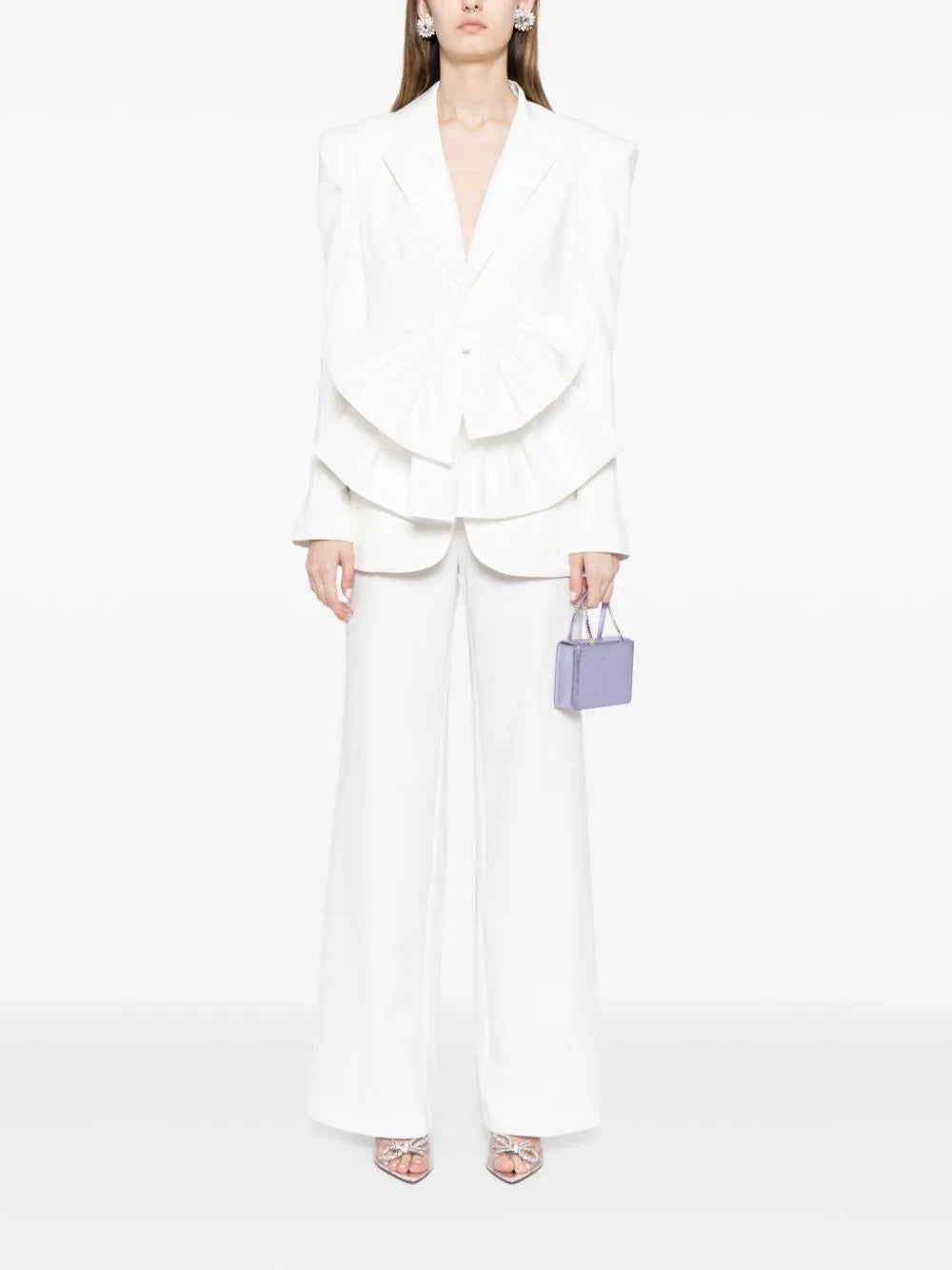 CREPE TAILORED JACKET WITH TAFFETA COLLAR AND BOW