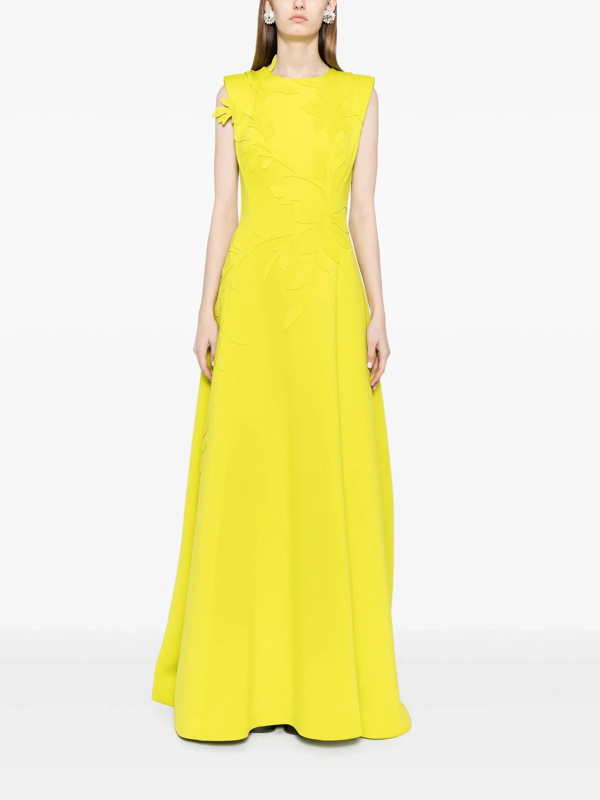 NEOPRENE DRESS WITH FLORAL  EMBROIDERY