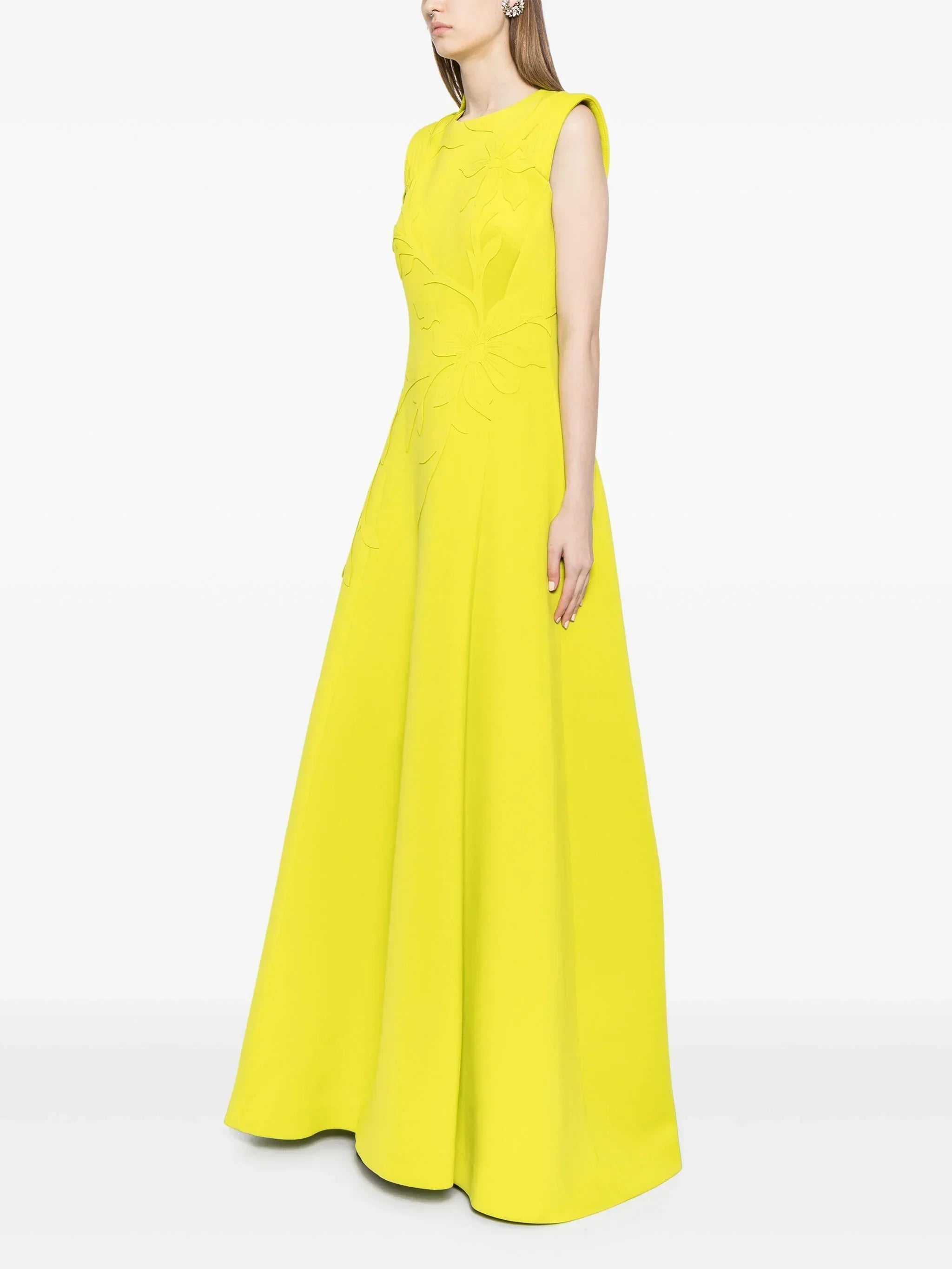 NEOPRENE DRESS WITH FLORAL  EMBROIDERY