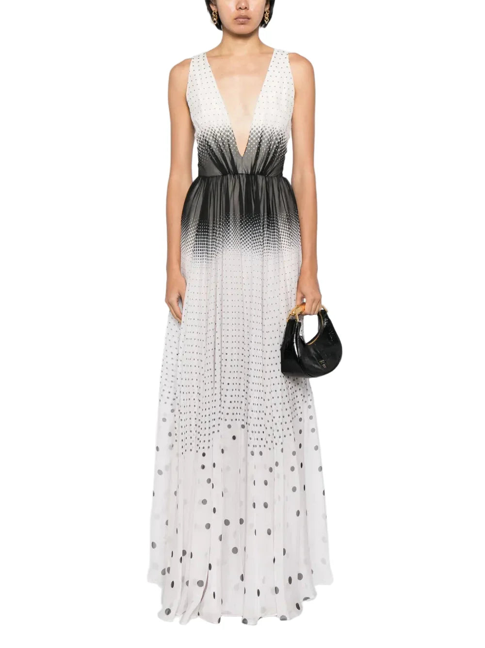 POLKA DOT-PRINT GRADIENT-EFFECT DRESS