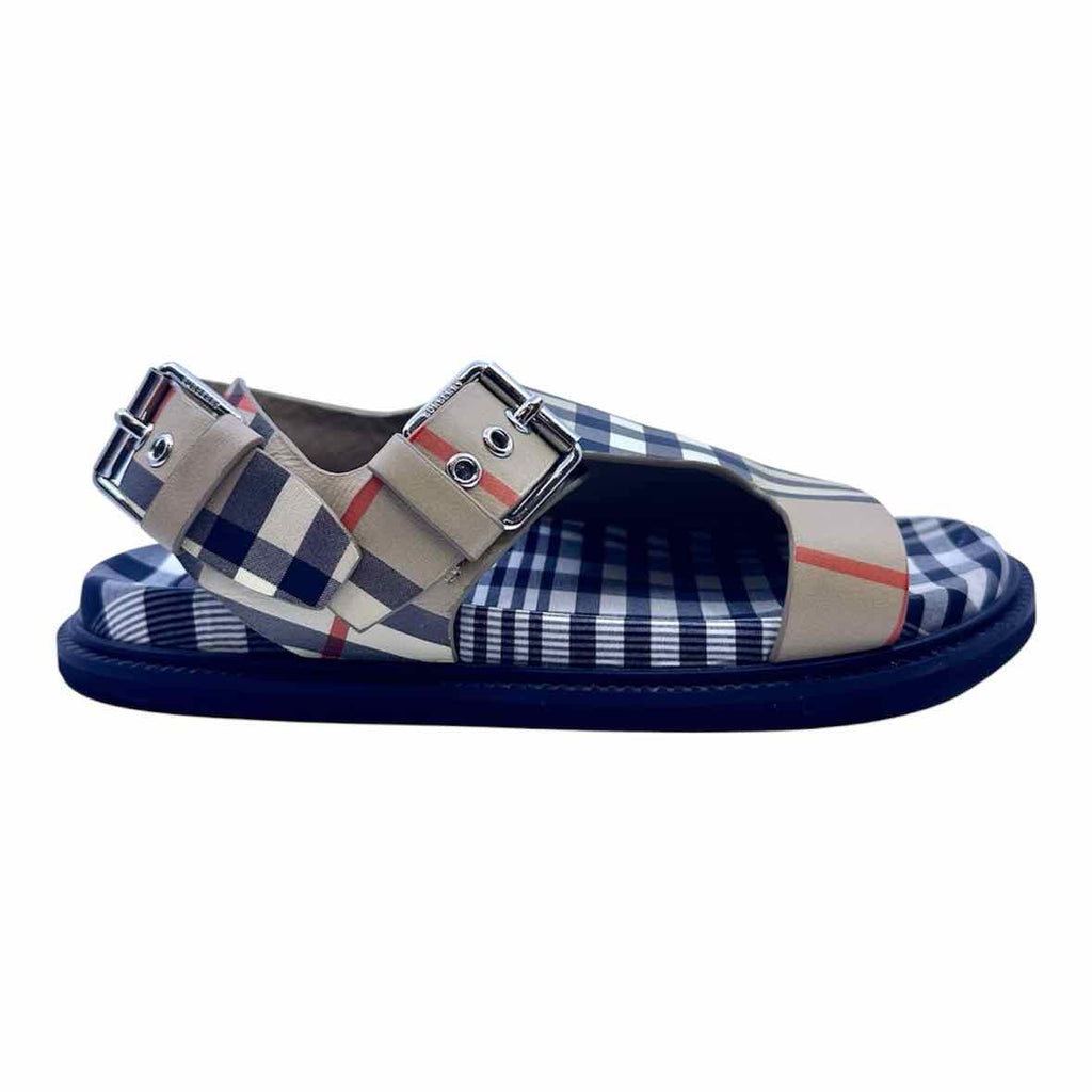 BURBERRY Size 4 Beige, Black Nova Check Sandals