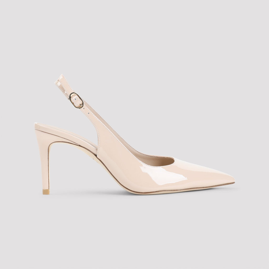 Barely Beige Leather Power 75 Slingback Pumps
