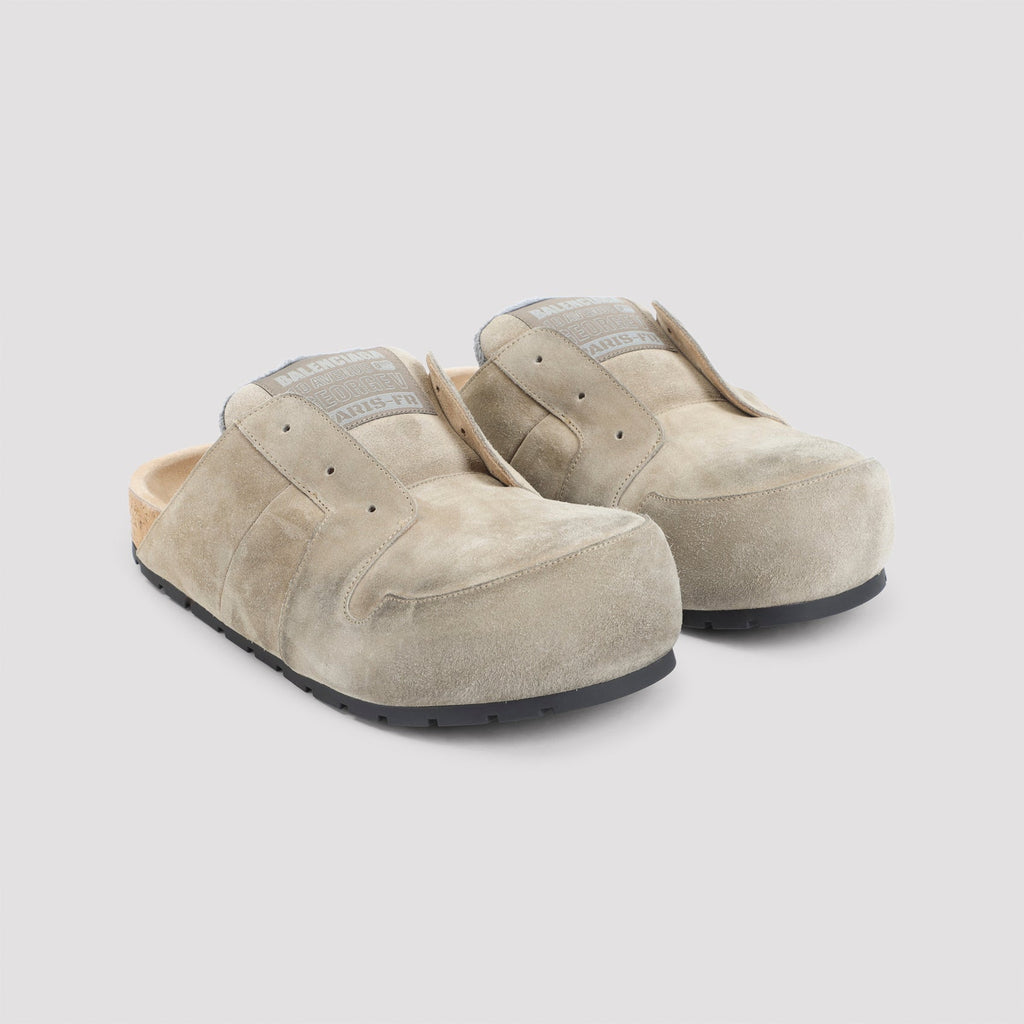 Beige Calf Leather Dumbo Mule