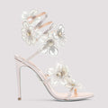 Rene Caovilla Leather Peach Flower Sandals