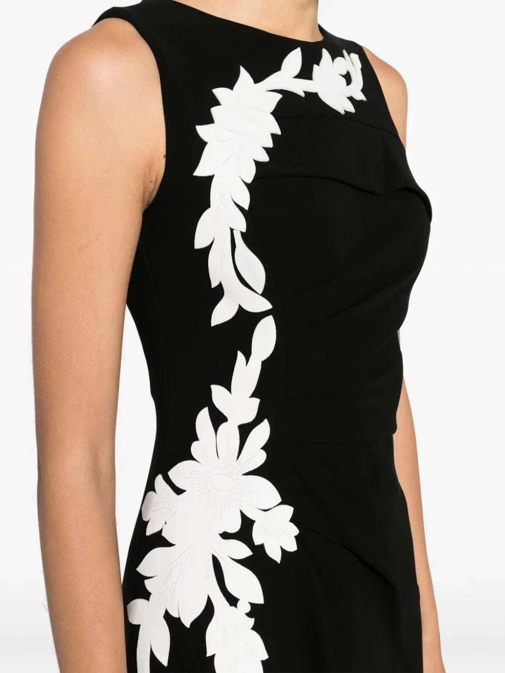 CREPE HIGH-LOW DRESS WITH MATCHING EMBROIDERY