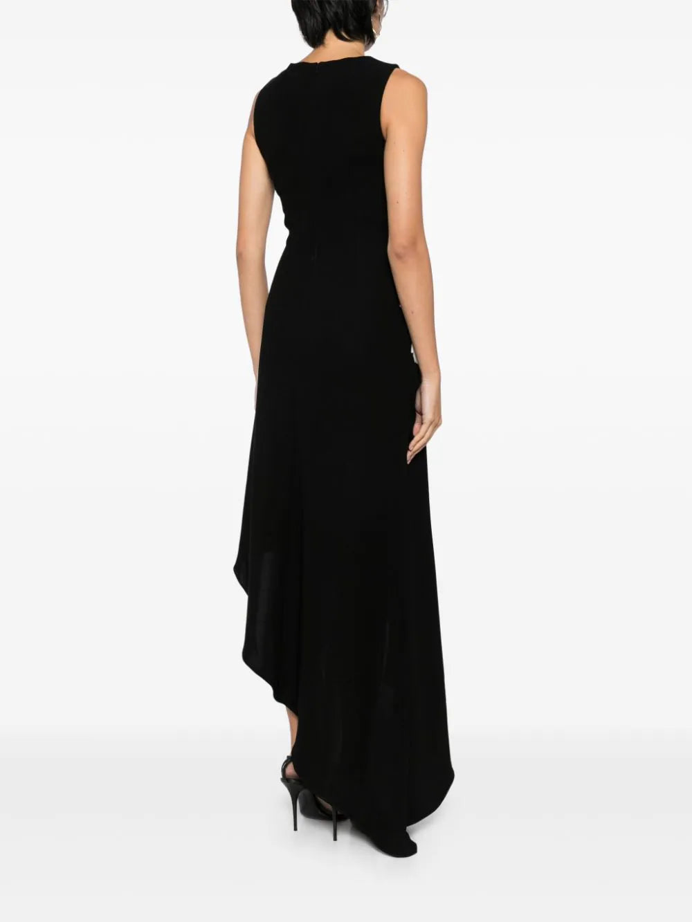 CREPE HIGH-LOW DRESS WITH MATCHING EMBROIDERY
