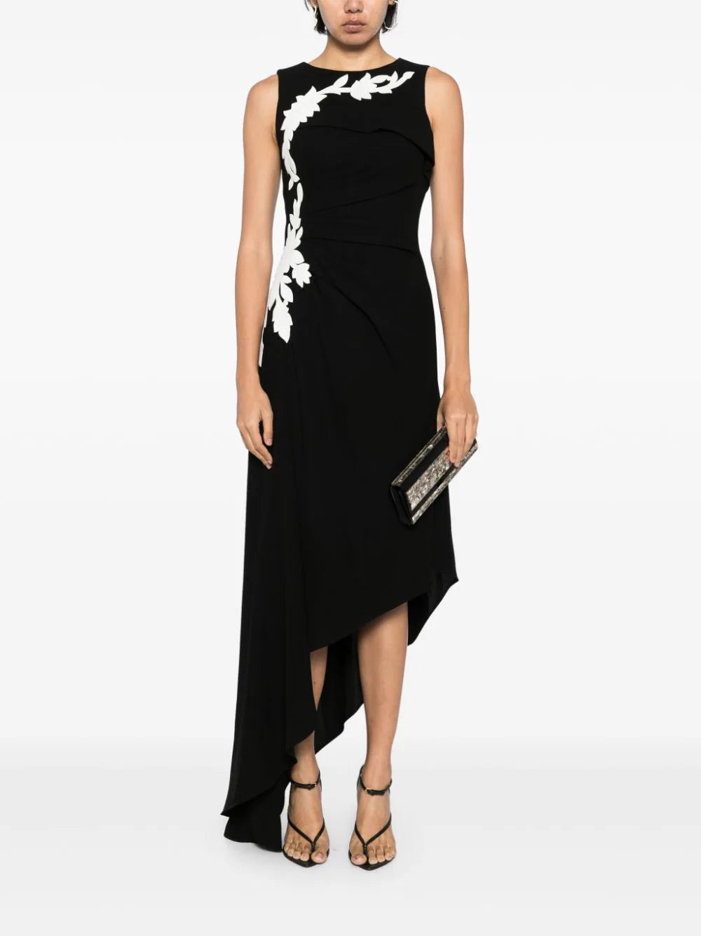 CREPE HIGH-LOW DRESS WITH MATCHING EMBROIDERY