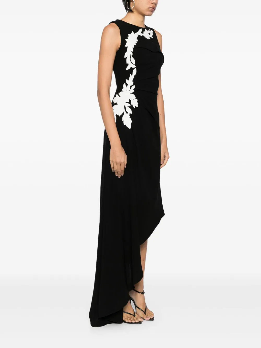 CREPE HIGH-LOW DRESS WITH MATCHING EMBROIDERY