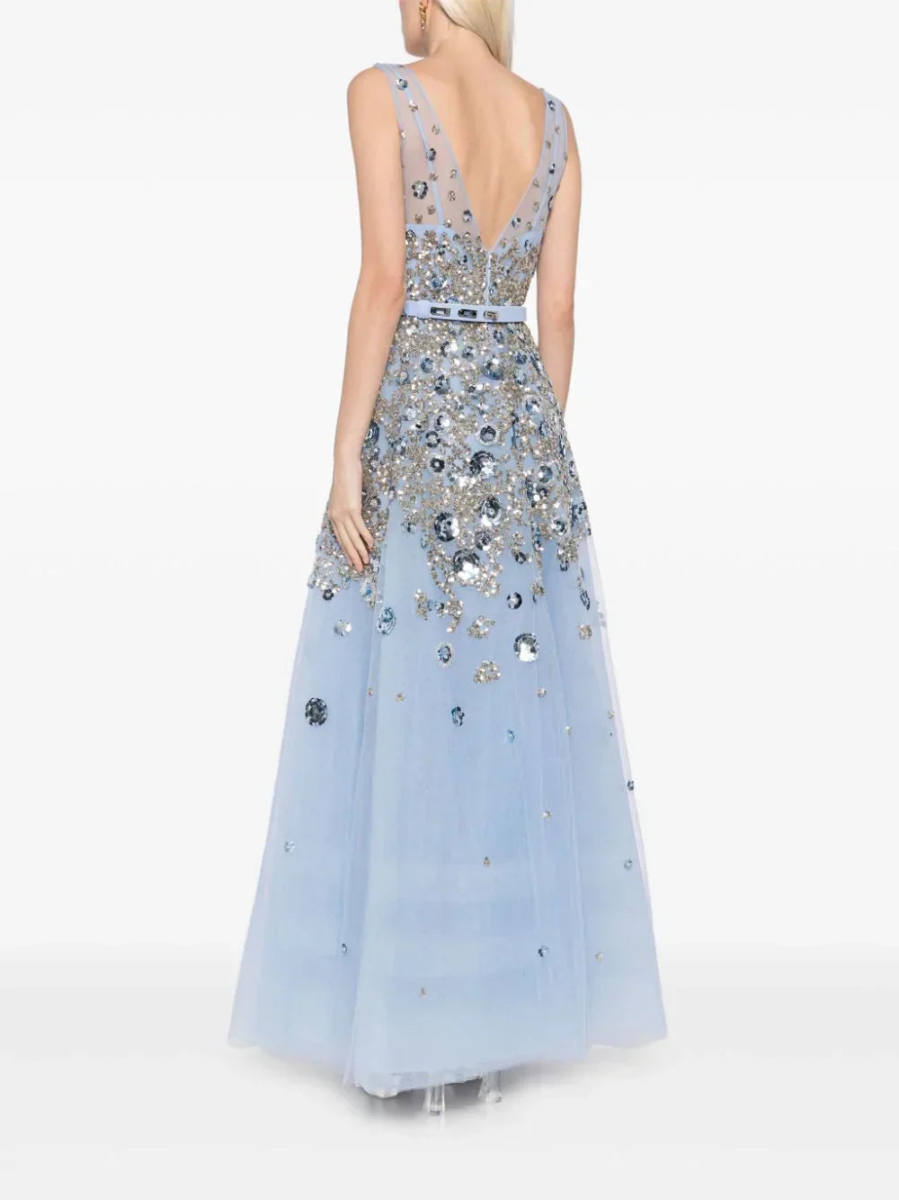 TULLE ANKLE LENGTH DRESS WITH DOTTED BEADING