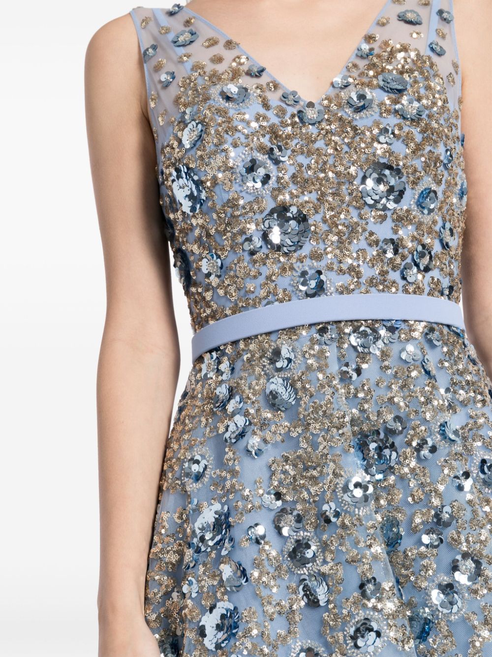 TULLE ANKLE LENGTH DRESS WITH DOTTED BEADING