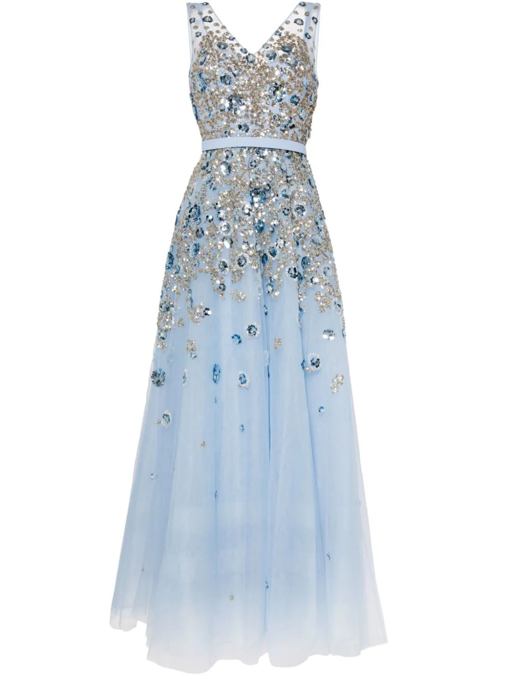 TULLE ANKLE LENGTH DRESS WITH DOTTED BEADING