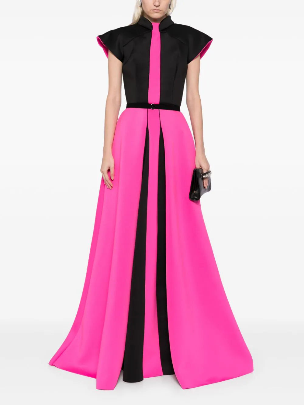 NEOPRENE DRESS WITH WIDE SHOULDERS