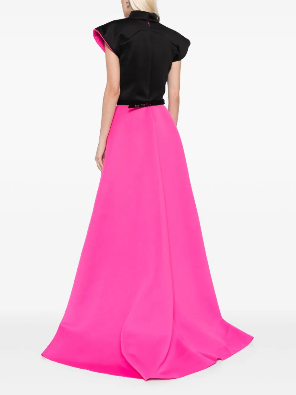 NEOPRENE DRESS WITH WIDE SHOULDERS