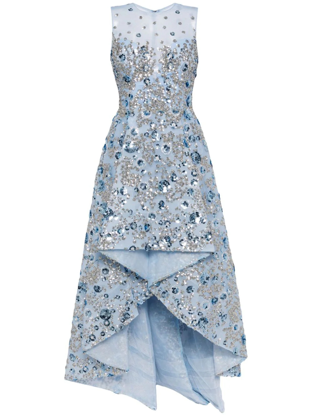 TULLE HIGH-LOW DRESS WITH DOTTED BEADING
