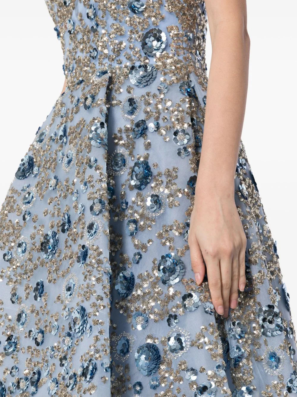 TULLE HIGH-LOW DRESS WITH DOTTED BEADING