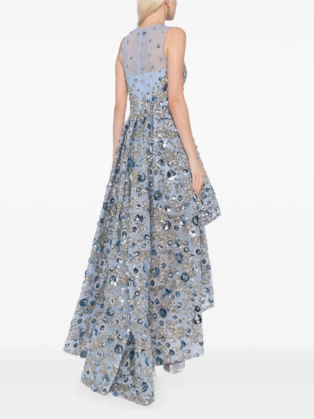 TULLE HIGH-LOW DRESS WITH DOTTED BEADING