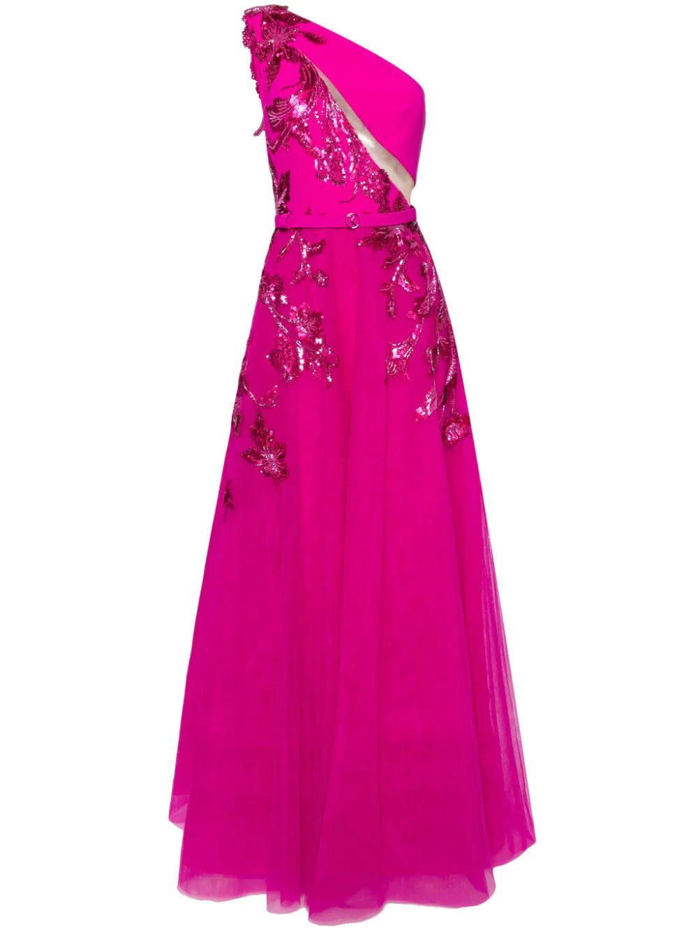 TULLE BEADED DRESS WITH FLORAL BEADING