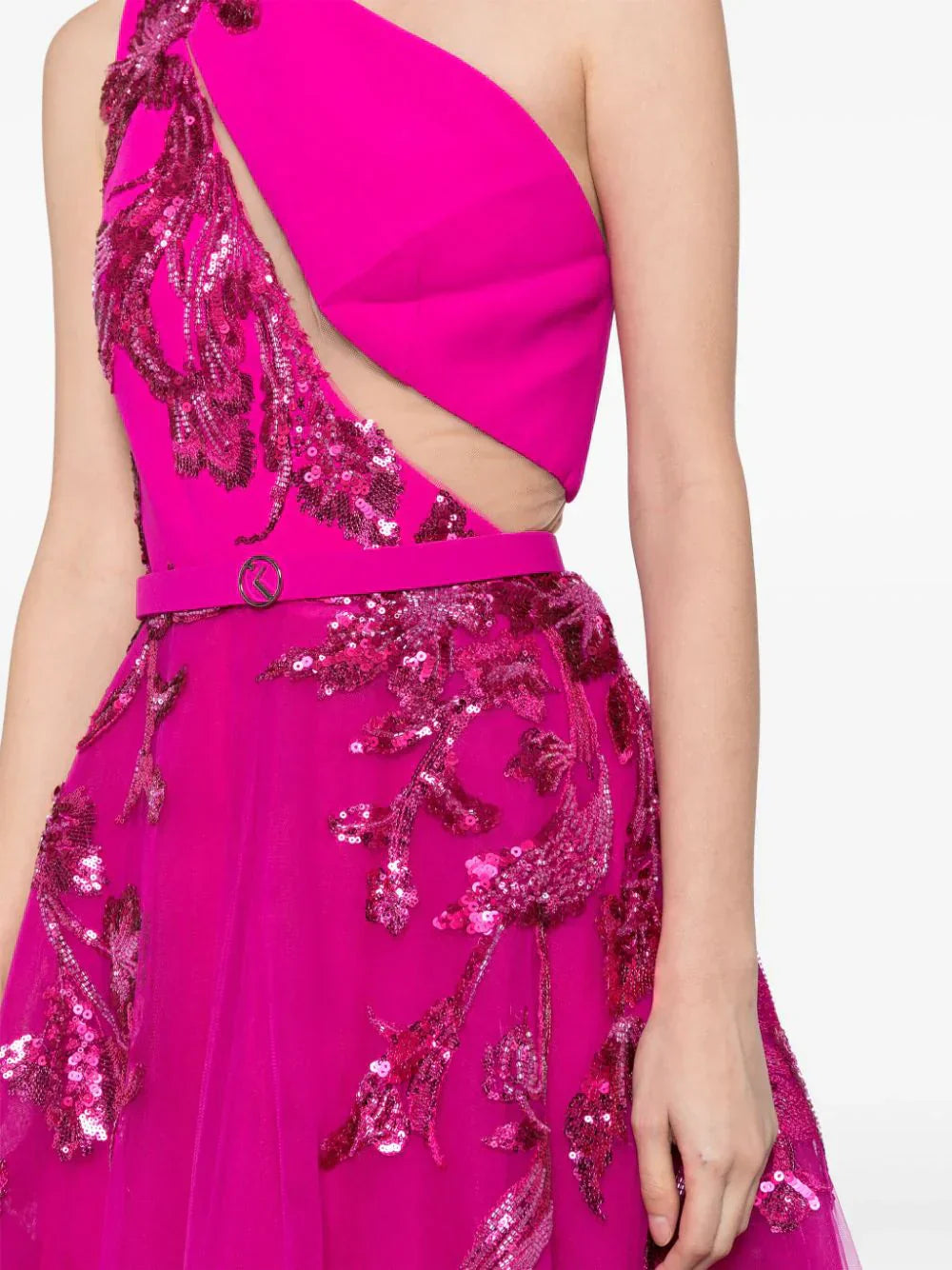 TULLE BEADED DRESS WITH FLORAL BEADING