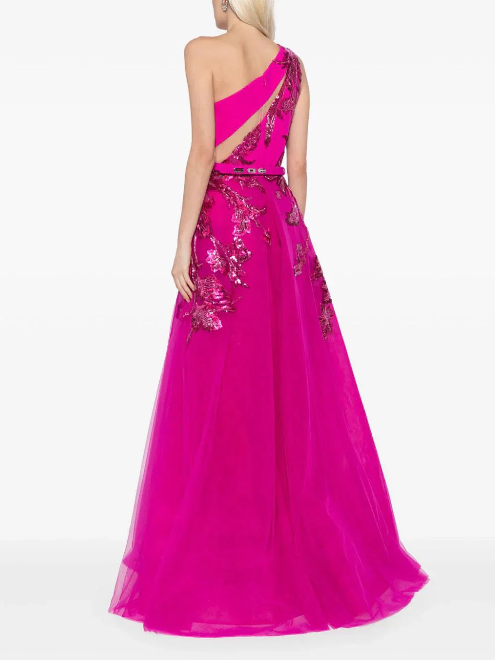 TULLE BEADED DRESS WITH FLORAL BEADING