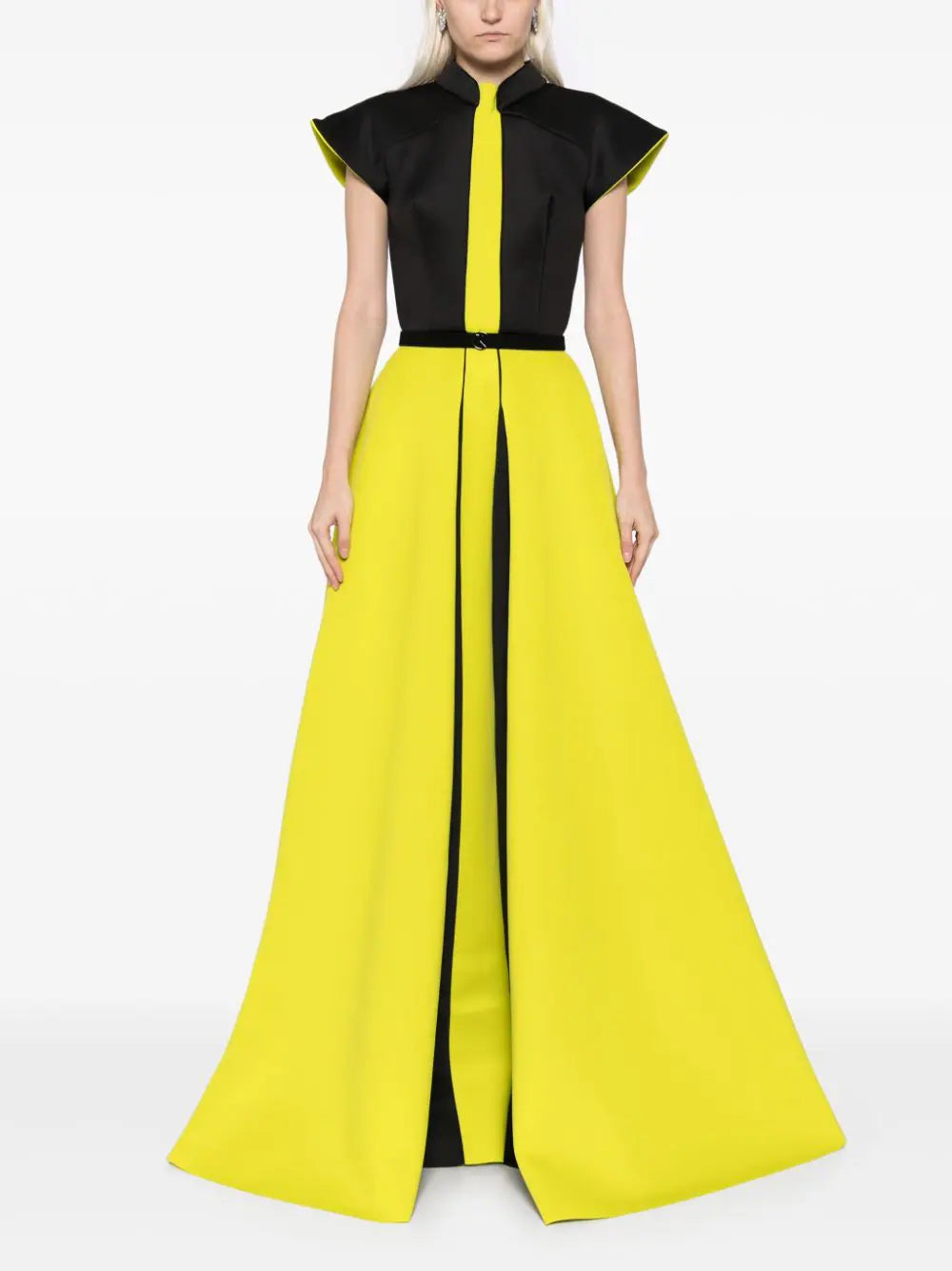 NEOPRENE DRESS WITH WIDE SHOULDERS