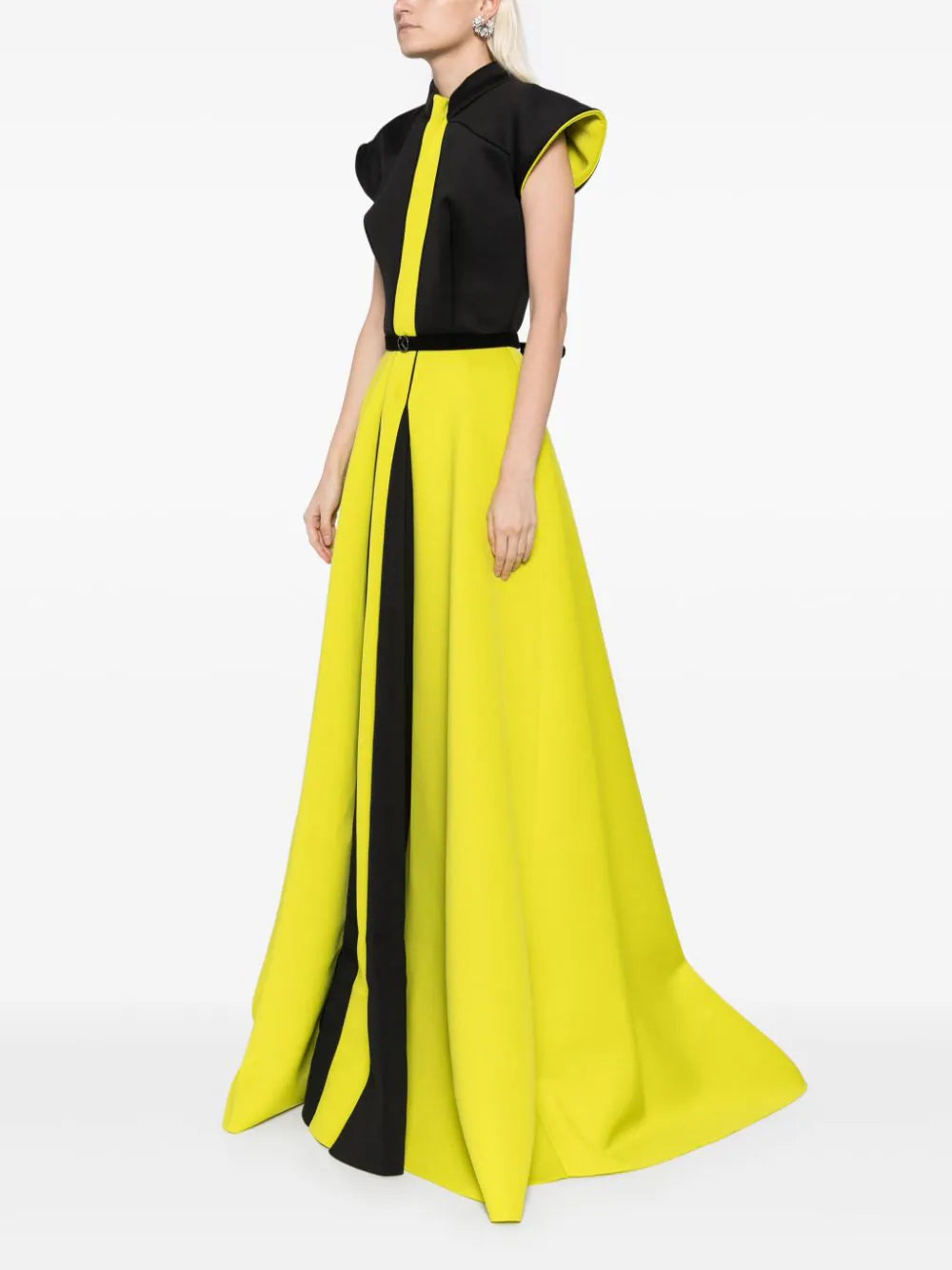 NEOPRENE DRESS WITH WIDE SHOULDERS