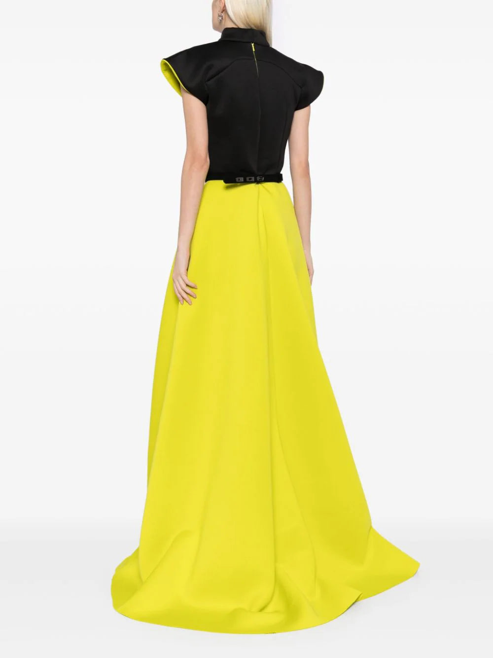 NEOPRENE DRESS WITH WIDE SHOULDERS