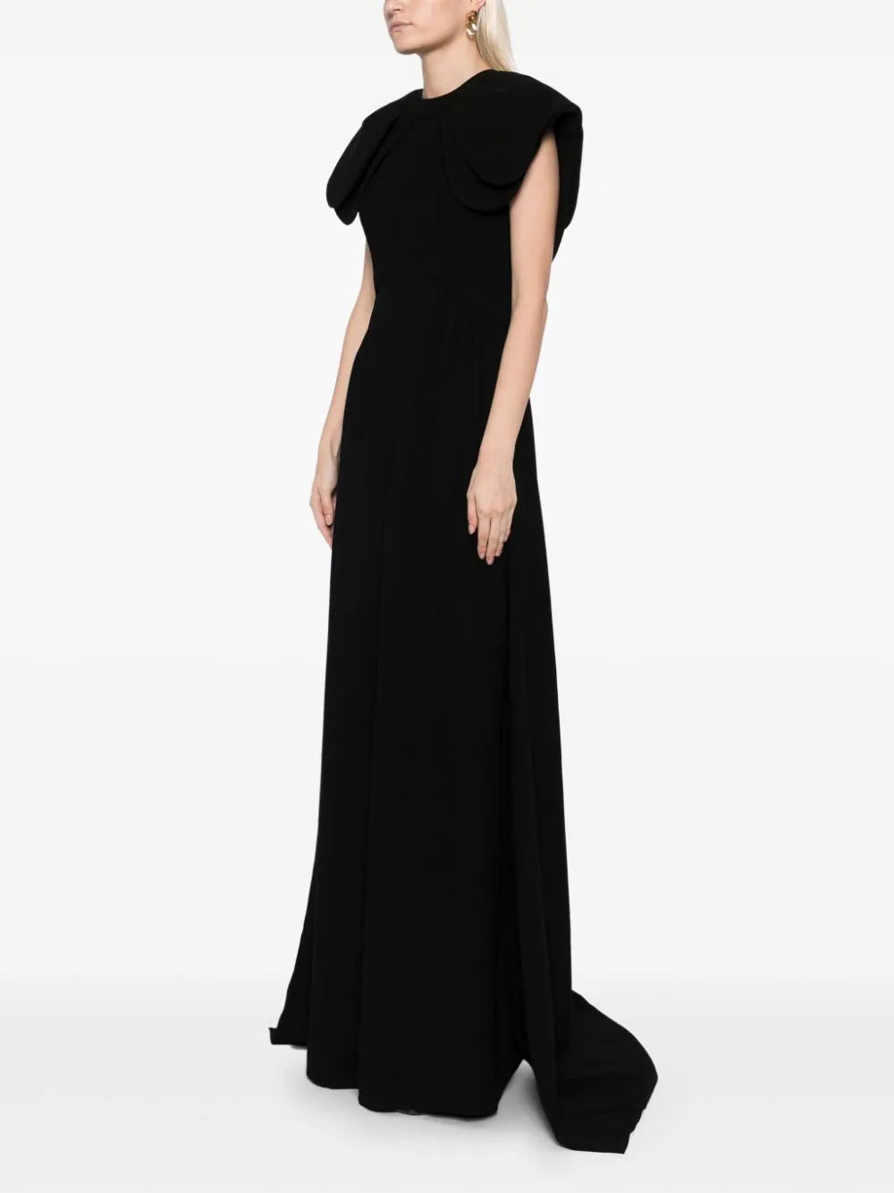 CREPE JUMPSUIT WITH BACK OVERSKIRT