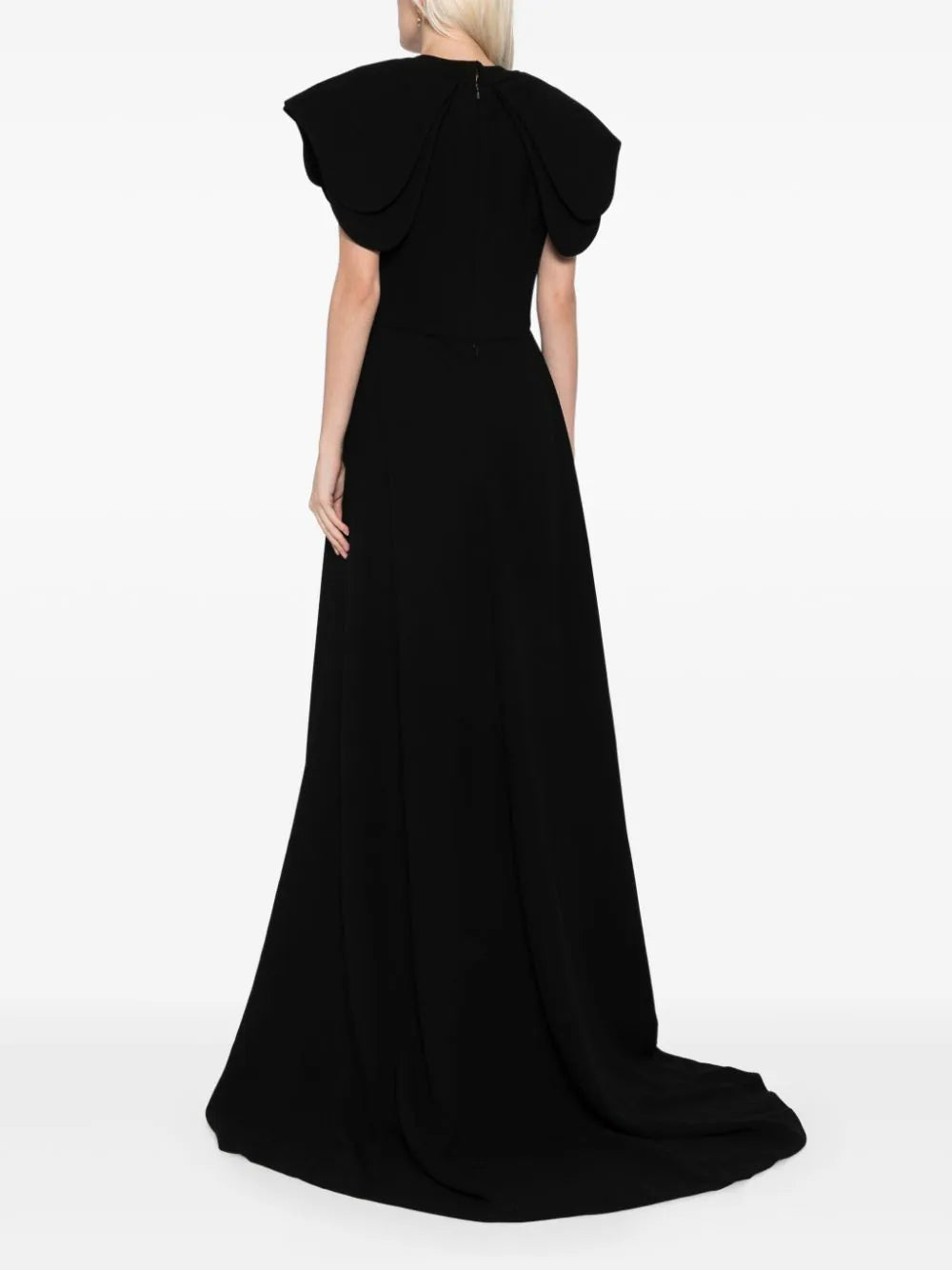 CREPE JUMPSUIT WITH BACK OVERSKIRT