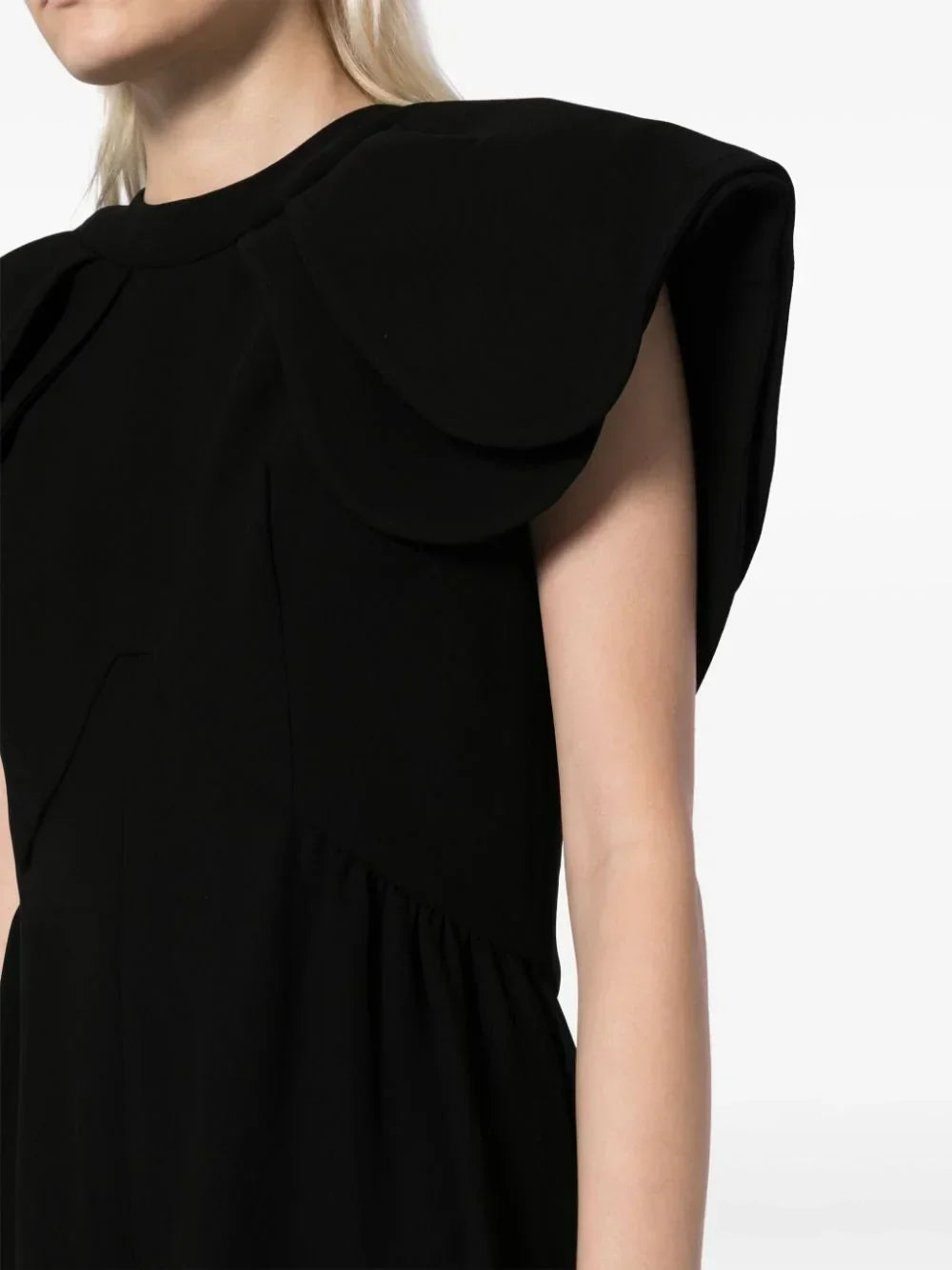 CREPE JUMPSUIT WITH BACK OVERSKIRT
