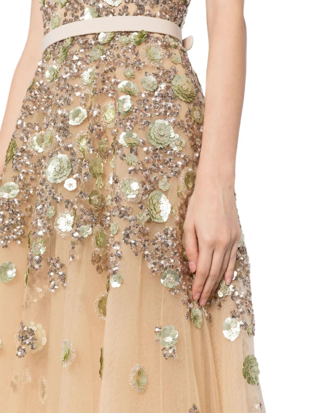 TULLE ANKLE LENGTH DRESS WITH DOTTED BEADING