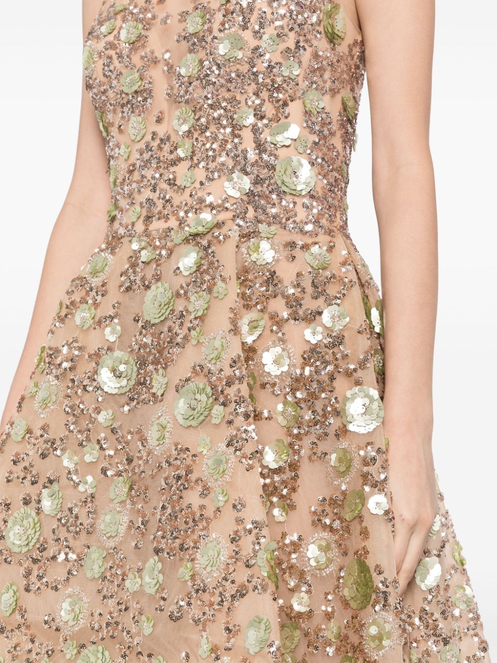 TULLE HIGH-LOW DRESS WITH DOTTED BEADING