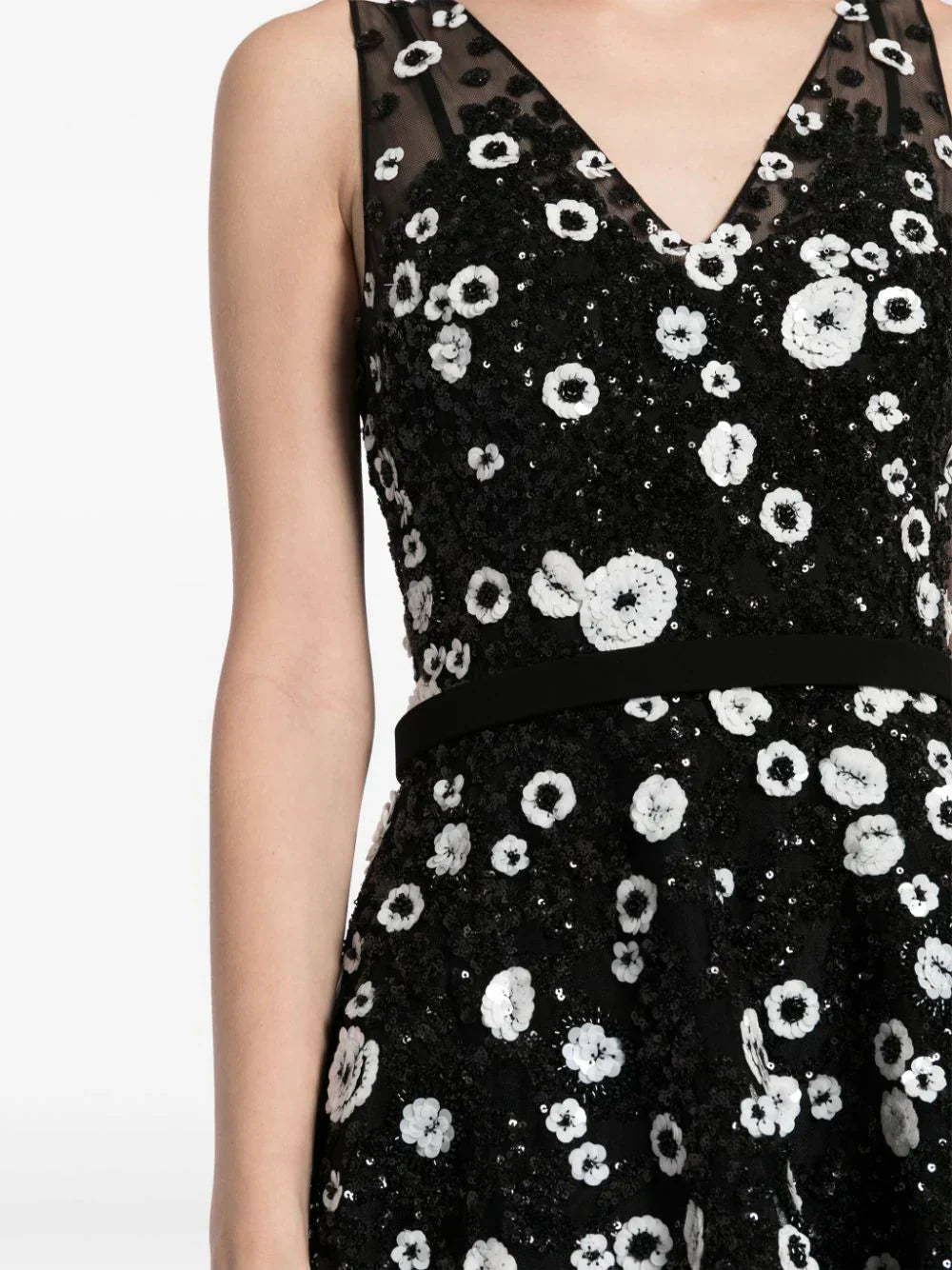 TULLE ANKLE LENGTH DRESS WITH DOTTED BEADING