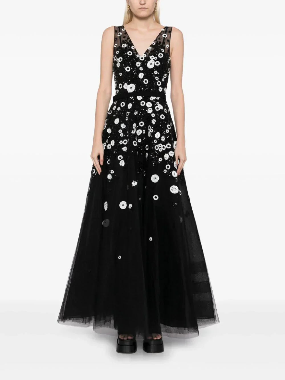 TULLE ANKLE LENGTH DRESS WITH DOTTED BEADING