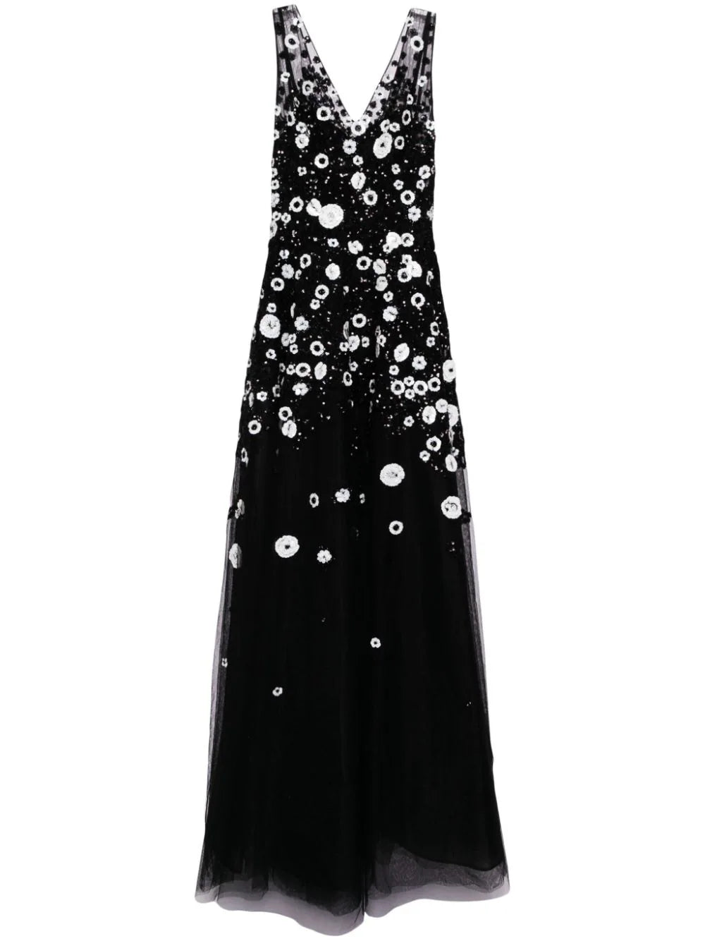 TULLE ANKLE LENGTH DRESS WITH DOTTED BEADING