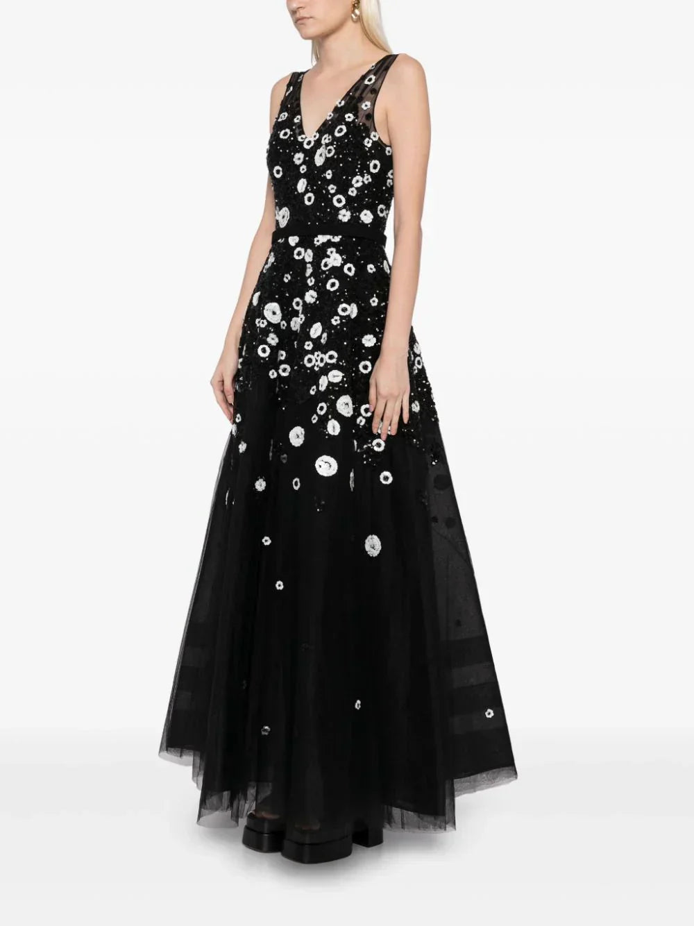 TULLE ANKLE LENGTH DRESS WITH DOTTED BEADING