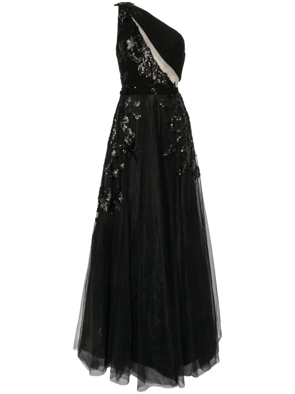 TULLE BEADED DRESS WITH FLORAL BEADING