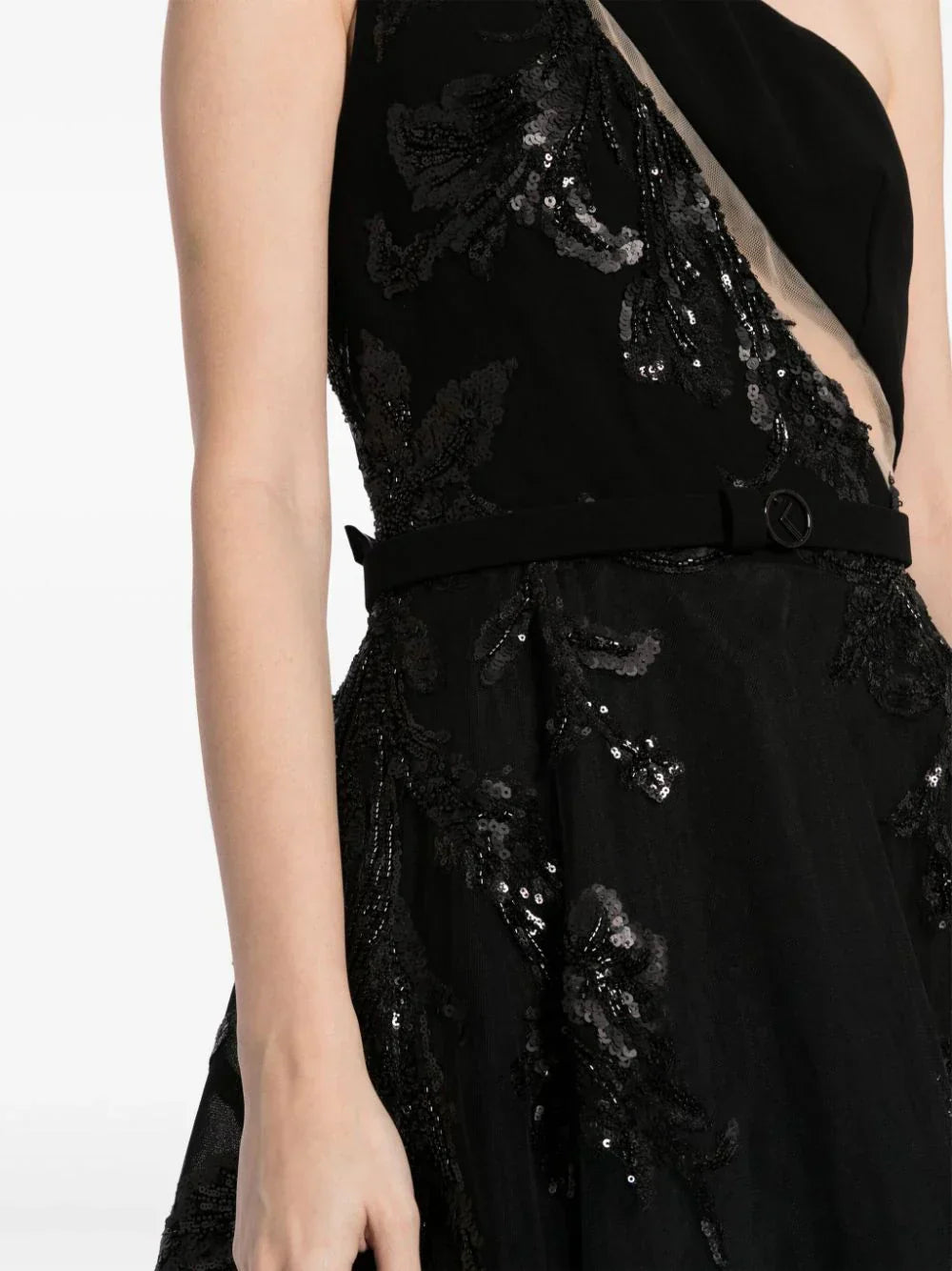 TULLE BEADED DRESS WITH FLORAL BEADING