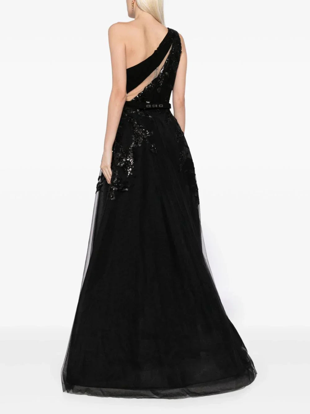 TULLE BEADED DRESS WITH FLORAL BEADING