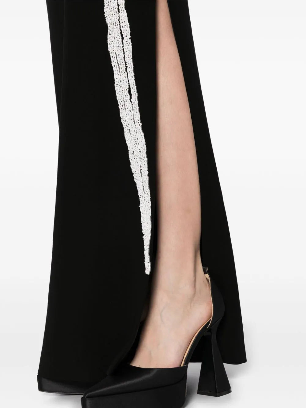 CREPE, OFF-SHOULDER DRESS WITH BEADING