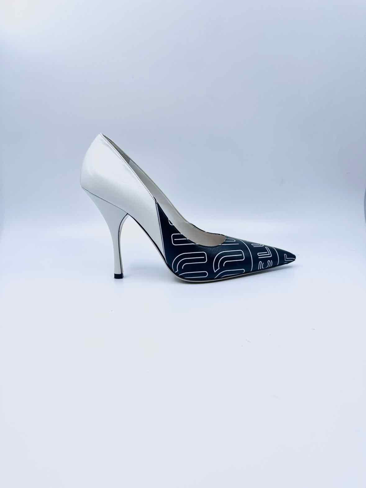 MIU MIU Size 9 Black & White Leather Pumps