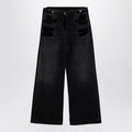 Wide Black Washed Denim Jeans