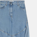 Wide light blue jeans with ribbons