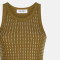Military green mini dress with rhinestones