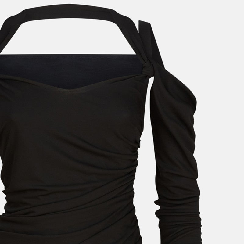 Black midi dress in viscose crêpe