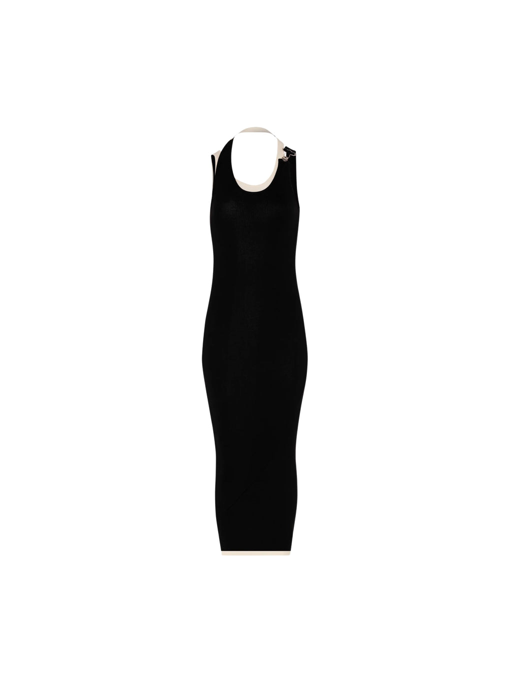 TWISTED LAYERED COTTON RIBBED SLEEVELESS DRESS