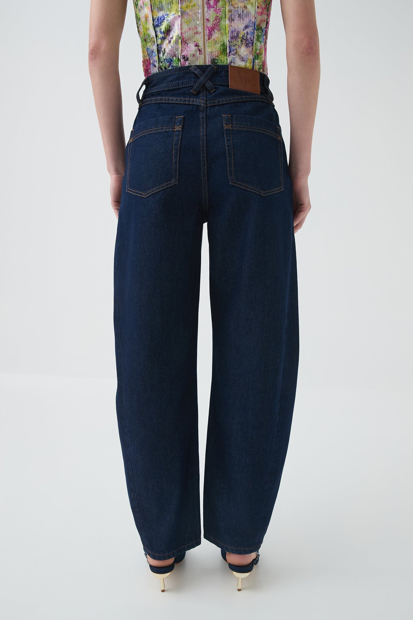 Aje Stevie Barrel Jean Indigo Wash