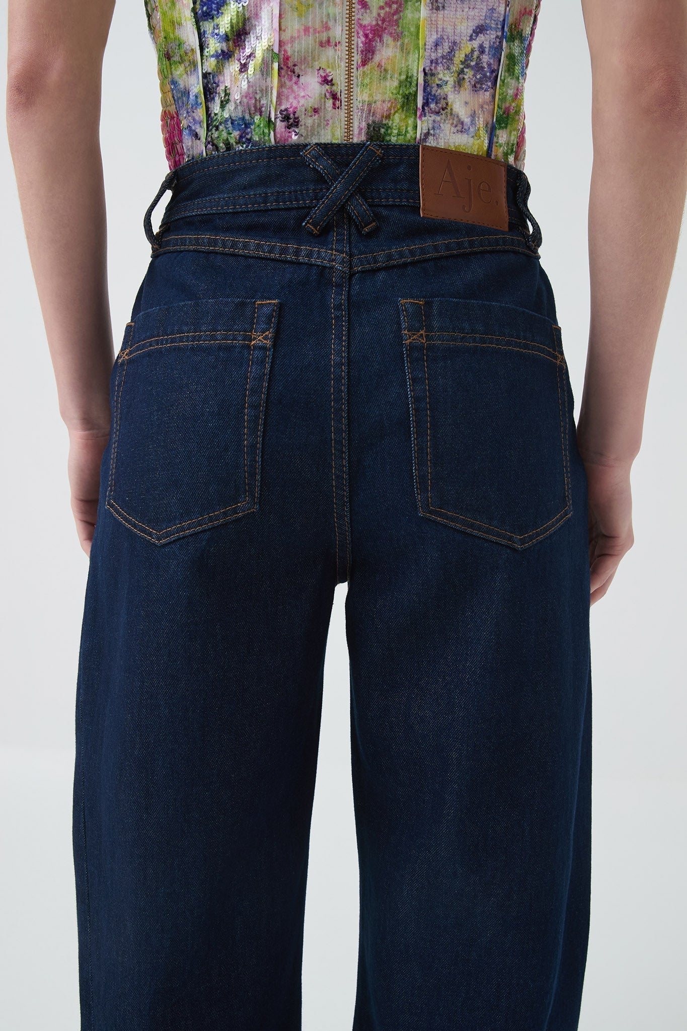 Aje Stevie Barrel Jean Indigo Wash